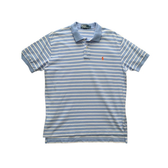 Polo Ralph Lauren Other - Polo Ralph Lauren Baby Blue Striped Polo Tee - L